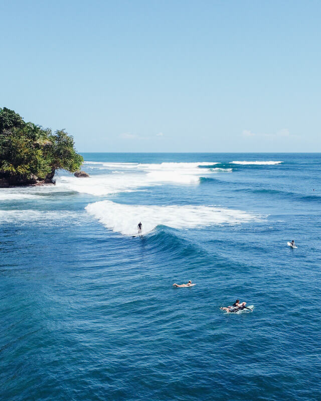 Surfing on Isla Carenero